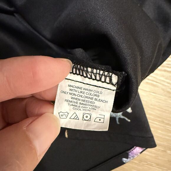 Wrangler Western Shirt Snap Buttons Hologram Horse Print Womens Sz M Black Satin - Picture 4 of 11